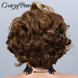 P4/27 Highlight Pixie Cut Wigs Human Hair Short Curly Brown Blonde Gradient Lace Front Pre Plucked Bleached Knots Natural Look
