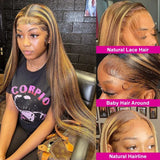 P4/27 highlight straight human hair lace front wig for women, 200 density, pre-plucked HD lace, HSF Marketplace