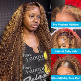 P4/27 Ombre Highlight 100% Human Hair Water Wave Wig 36 Inch 13x4 HD Transparent Lace Frontal Curly Wigs Pre Plucked For Women