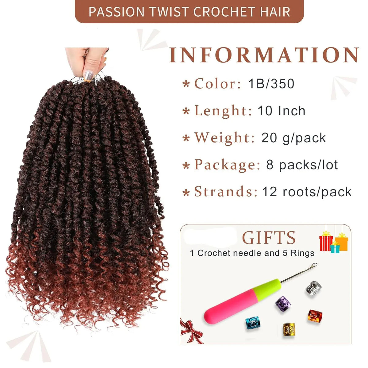 Passion Twist Crochet Hair 10 Inch Short Pre Looped Passion Twist Hair Extensions Pre Twisted Crochet Synthetic Braiding Hair 8 Packs Natural Black Braids for Women