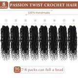 Passion Twist Crochet Hair 10 Inch Short Pre Looped Passion Twist Hair Extensions Pre Twisted Crochet Synthetic Braiding Hair 8 Packs Natural Black Braids for Women