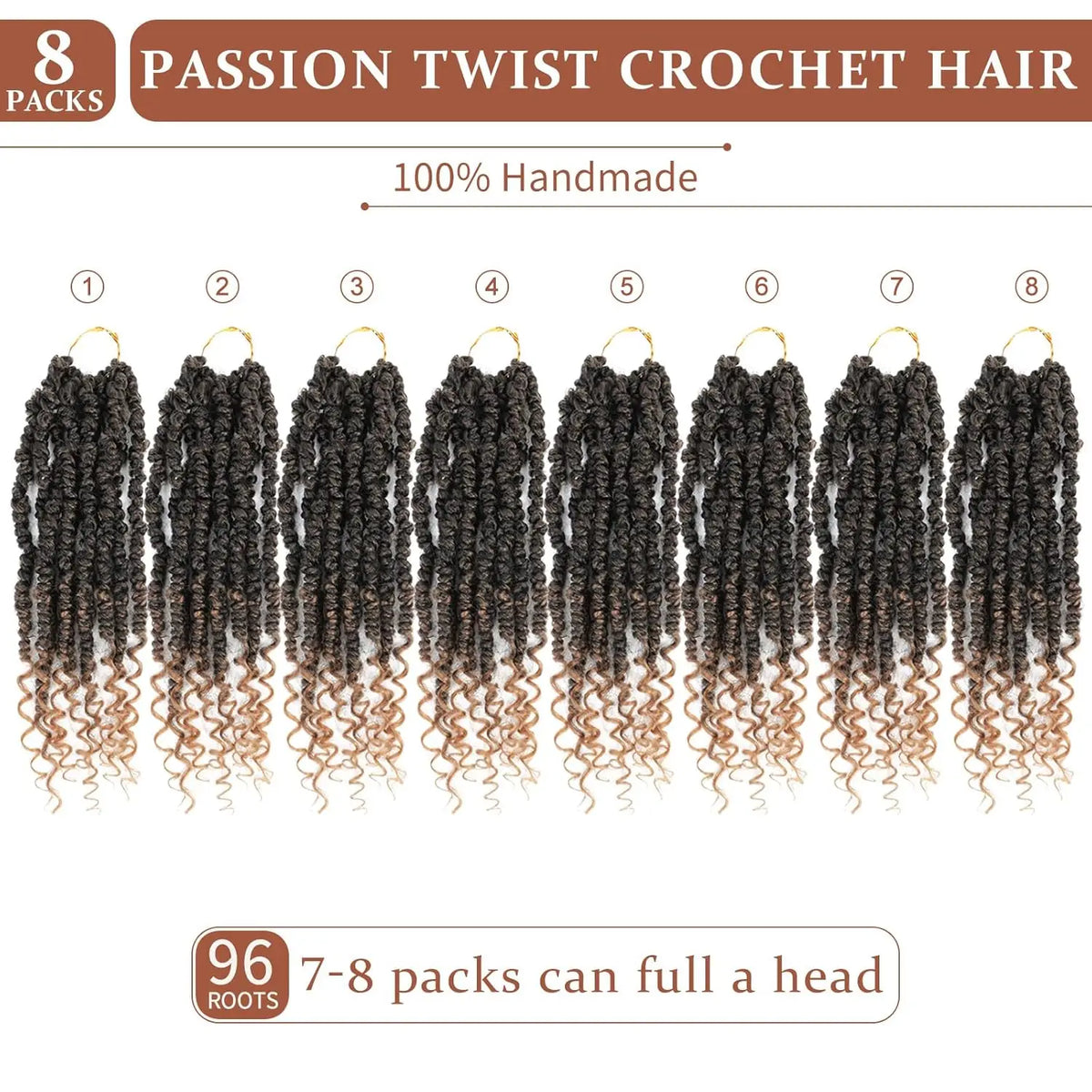 Passion Twist Crochet Hair 10 Inch Short Pre Looped Passion Twist Hair Extensions Pre Twisted Crochet Synthetic Braiding Hair 8 Packs Natural Black Braids for Women