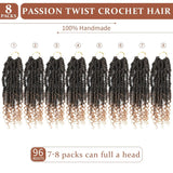 Passion Twist Crochet Hair 10 Inch Short Pre Looped Passion Twist Hair Extensions Pre Twisted Crochet Synthetic Braiding Hair 8 Packs Natural Black Braids for Women
