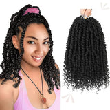 Passion Twist Crochet Hair 10 Inch Short Pre Looped Passion Twist Hair Extensions Pre Twisted Crochet Synthetic Braiding Hair 8 Packs Natural Black Braids for Women