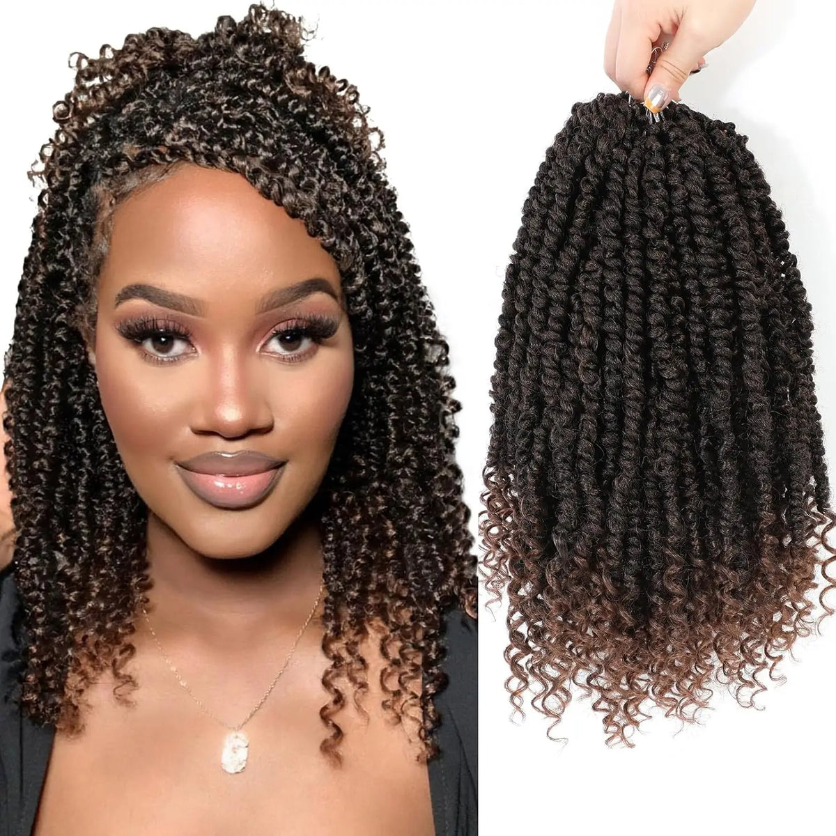 Passion Twist Crochet Hair 10 Inch Short Pre Looped Passion Twist Hair Extensions Pre Twisted Crochet Synthetic Braiding Hair 8 Packs Natural Black Braids for Women
