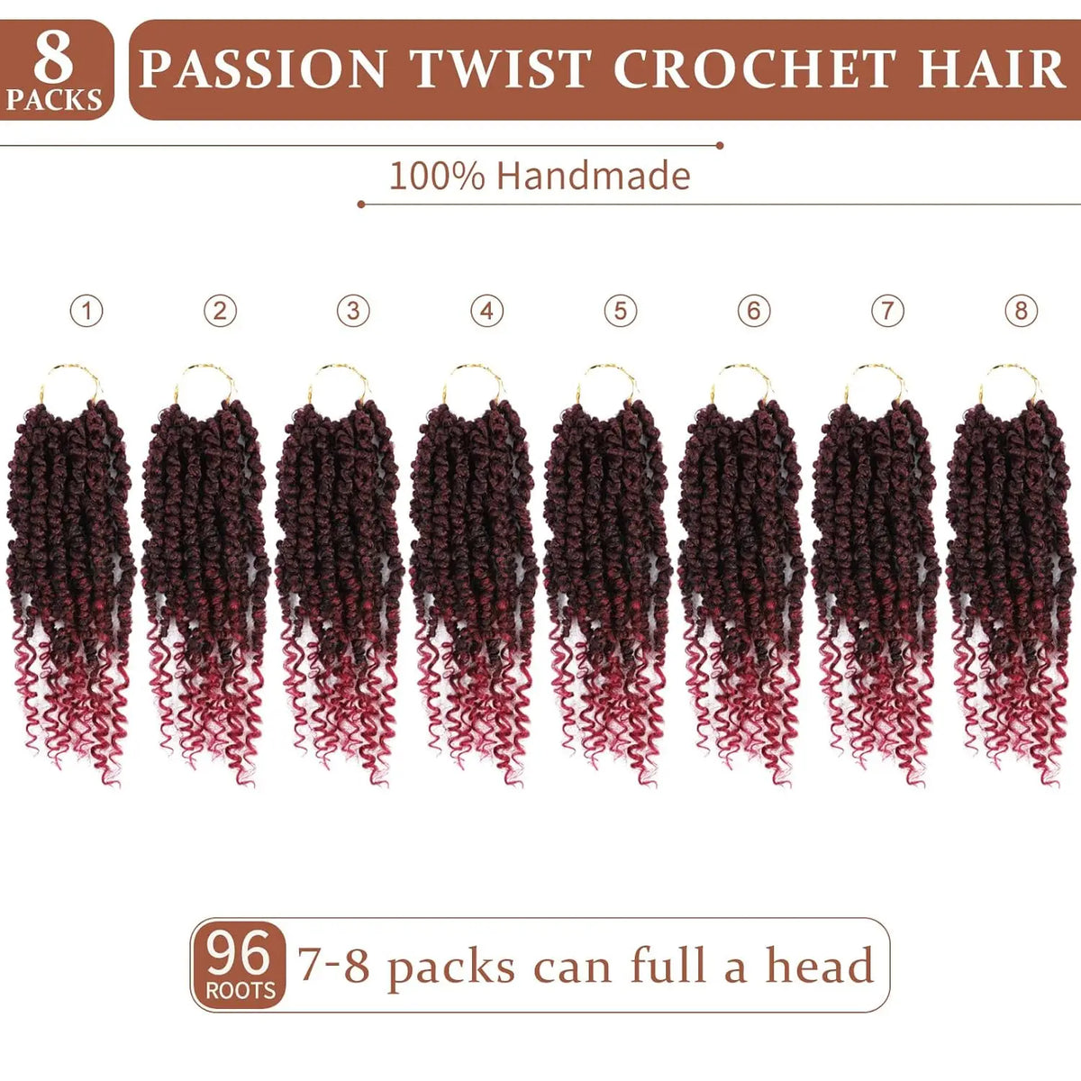 Passion Twist Crochet Hair 10 Inch Short Pre Looped Passion Twist Hair Extensions Pre Twisted Crochet Synthetic Braiding Hair 8 Packs Natural Black Braids for Women