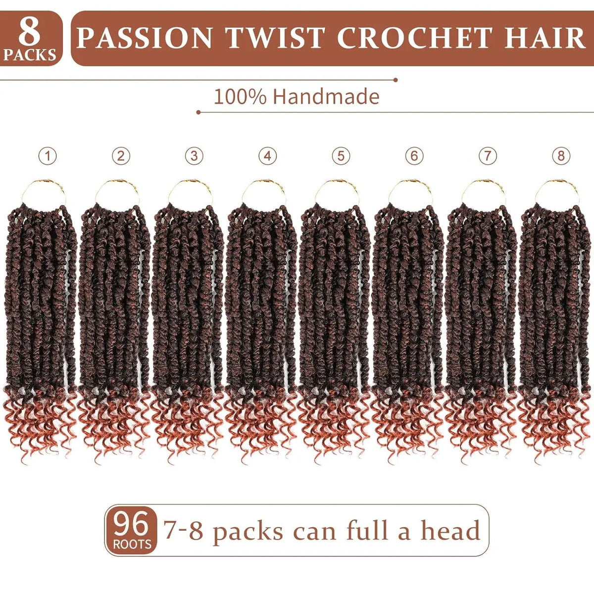 Passion Twist Crochet Hair 10 Inch Short Pre Looped Passion Twist Hair Extensions Pre Twisted Crochet Synthetic Braiding Hair 8 Packs Natural Black Braids for Women
