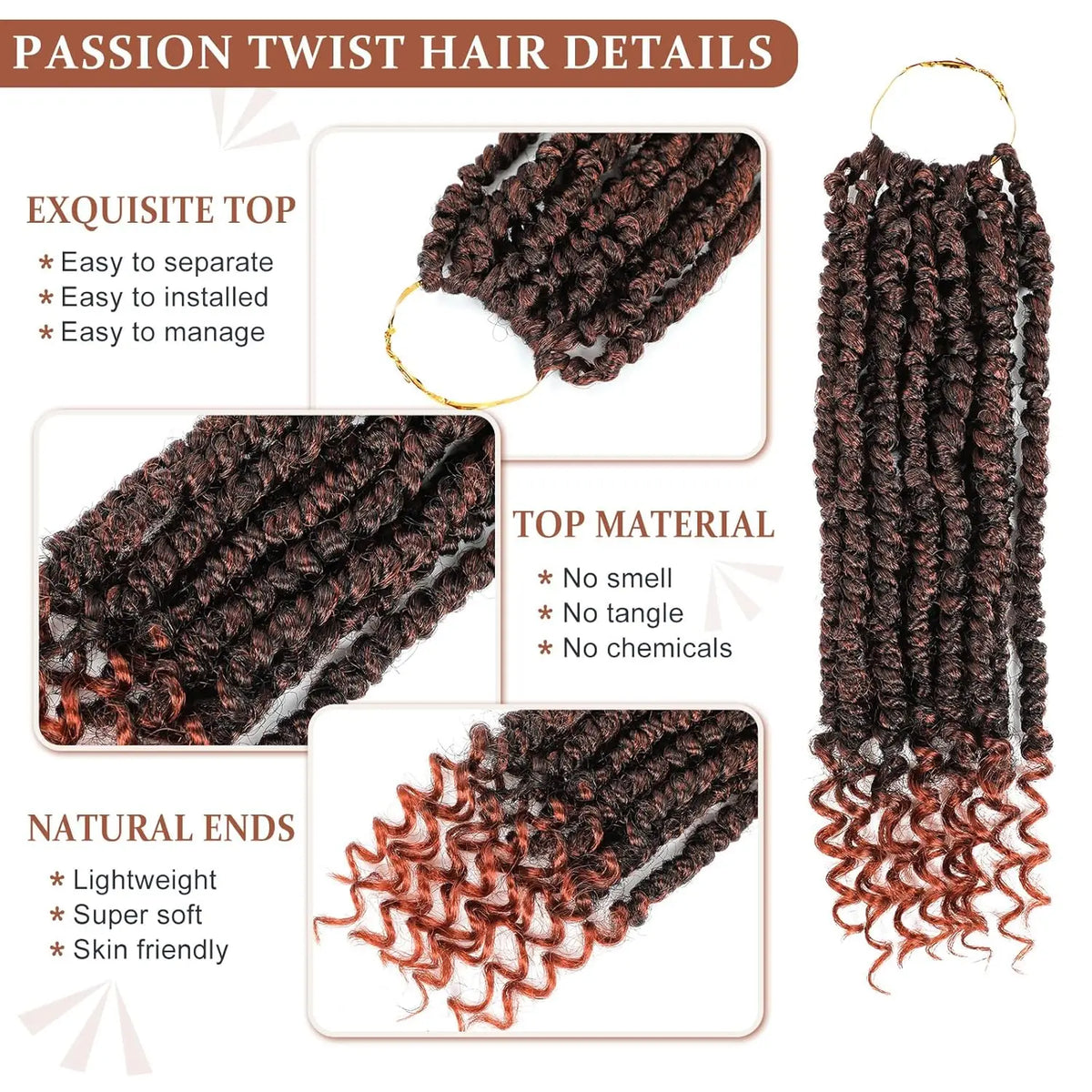 Passion Twist Crochet Hair 10 Inch Short Pre Looped Passion Twist Hair Extensions Pre Twisted Crochet Synthetic Braiding Hair 8 Packs Natural Black Braids for Women