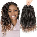 Passion Twist Crochet Hair 10 Inch Short Pre Looped Passion Twist Hair Extensions Pre Twisted Crochet Synthetic Braiding Hair 8 Packs Natural Black Braids for Women