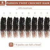 Passion Twist Crochet Hair 10 Inch Short Pre Looped Passion Twist Hair Extensions Pre Twisted Crochet Synthetic Braiding Hair 8 Packs Natural Black Braids for Women