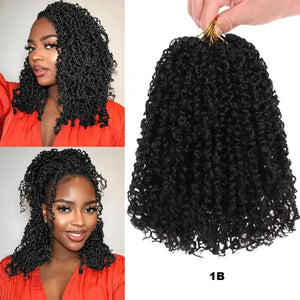 Passion Twist Crochet Hair, Ombre Synthetic Pre-Looped, Pre-Twisted Hair Extensions 8"-14"