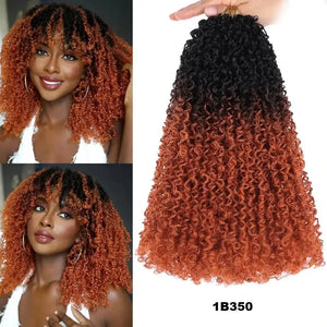 Passion Twist Crochet Hair, Ombre Synthetic Pre-Looped, Pre-Twisted Hair Extensions 8"-14"