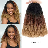 (Vander Built) Passion Twist Crochet Hair, Ombre Synthetic Pre-Looped, Pre-Twisted Hair Extensions 8"-14"