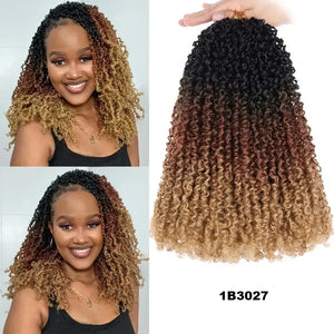 Passion Twist Crochet Hair, Ombre Synthetic Pre-Looped, Pre-Twisted Hair Extensions 8"-14"