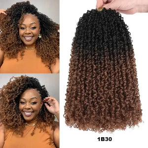 Passion Twist Crochet Hair, Ombre Synthetic Pre-Looped, Pre-Twisted Hair Extensions 8"-14"