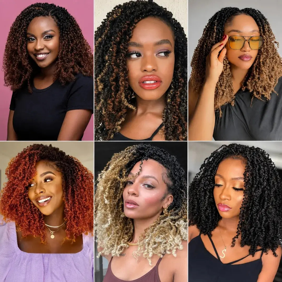 Passion Twist Crochet Hair, Ombre Synthetic Pre-Looped, Pre-Twisted Hair Extensions 8"-14"