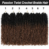 (Vander Built) Passion Twist Crochet Hair, Ombre Synthetic Pre-Looped, Pre-Twisted Hair Extensions 8"-14"