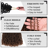 (Vander Built) Passion Twist Crochet Hair, Ombre Synthetic Pre-Looped, Pre-Twisted Hair Extensions 8"-14"