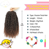 Passion Twist Synthetic Hair 1-8 Packs Passion Twist Crochet Hair for Black Women, Prelooped Crochet Twist Hair with Curly Ends