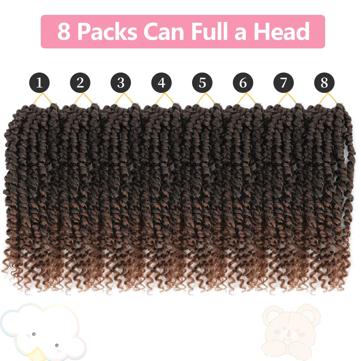Passion Twist Synthetic Hair 1-8 Packs Passion Twist Crochet Hair for Black Women, Prelooped Crochet Twist Hair with Curly Ends