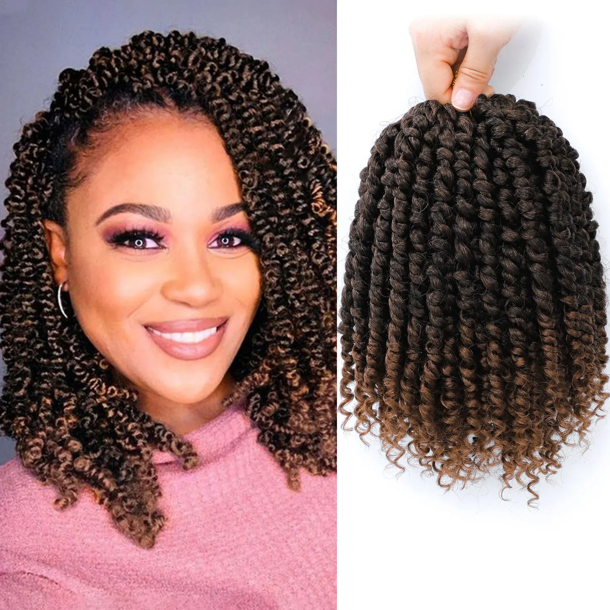 Passion Twist Synthetic Hair 1-8 Packs Passion Twist Crochet Hair for Black Women, Prelooped Crochet Twist Hair with Curly Ends