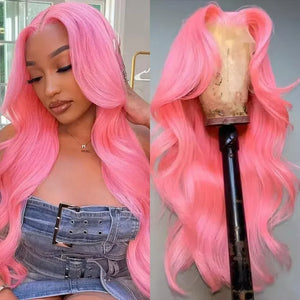 Pink Wigs Human Hair Wigs Straight 30 32 Inch Colored 13x4 HD Lace Front Wigs Pre Plucked Brazilian Lace Frontal Wigs For Women