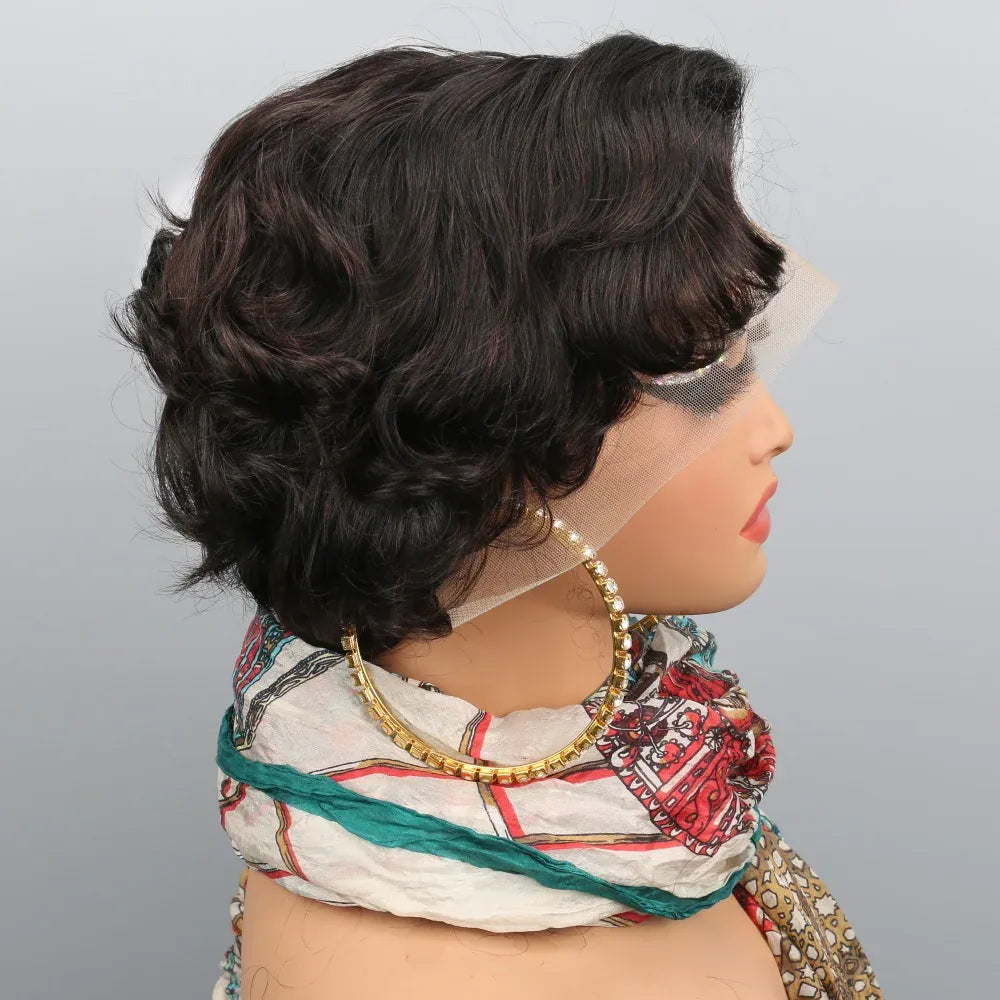 PixieCut Wig Human Hair 13X4 Rose Curly Short Human Hair Wigs Natural Color HD Lace Frontal Wig Curly Human Hair Wig for Woman 200% Density