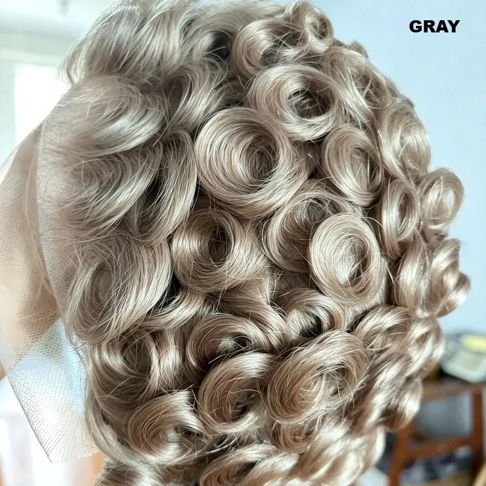 Pixie finger wave human hair wig with 13x4 transparent Swiss lace front by HSF Marketplace