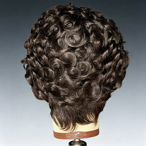 (Pomona) Pixie Finger Wave Human Hair Wig 13x4 Transparent Swiss Lace Front Short Ready to Wear Style