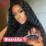 Pre Cut Glueless Human Hair Wig 13x4 Curly Lace Front Wig 7x5 Water Wave Lace Closure Wig Ready To Wear Deep Wave Wig For Women