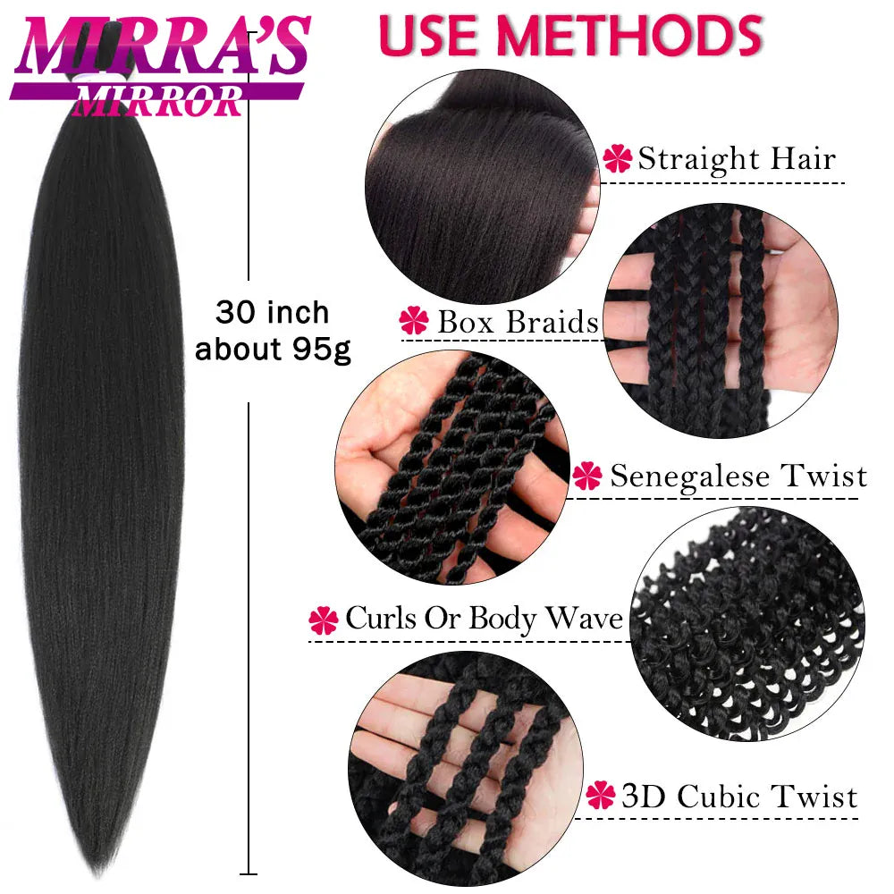 Pre Stretched Braiding Hair Ombre Jumbo Braids Hair Extensions YAKI Straight Synthetic Braid 1/3/6/8/10 Pcs Bulk Mirra's Mirror