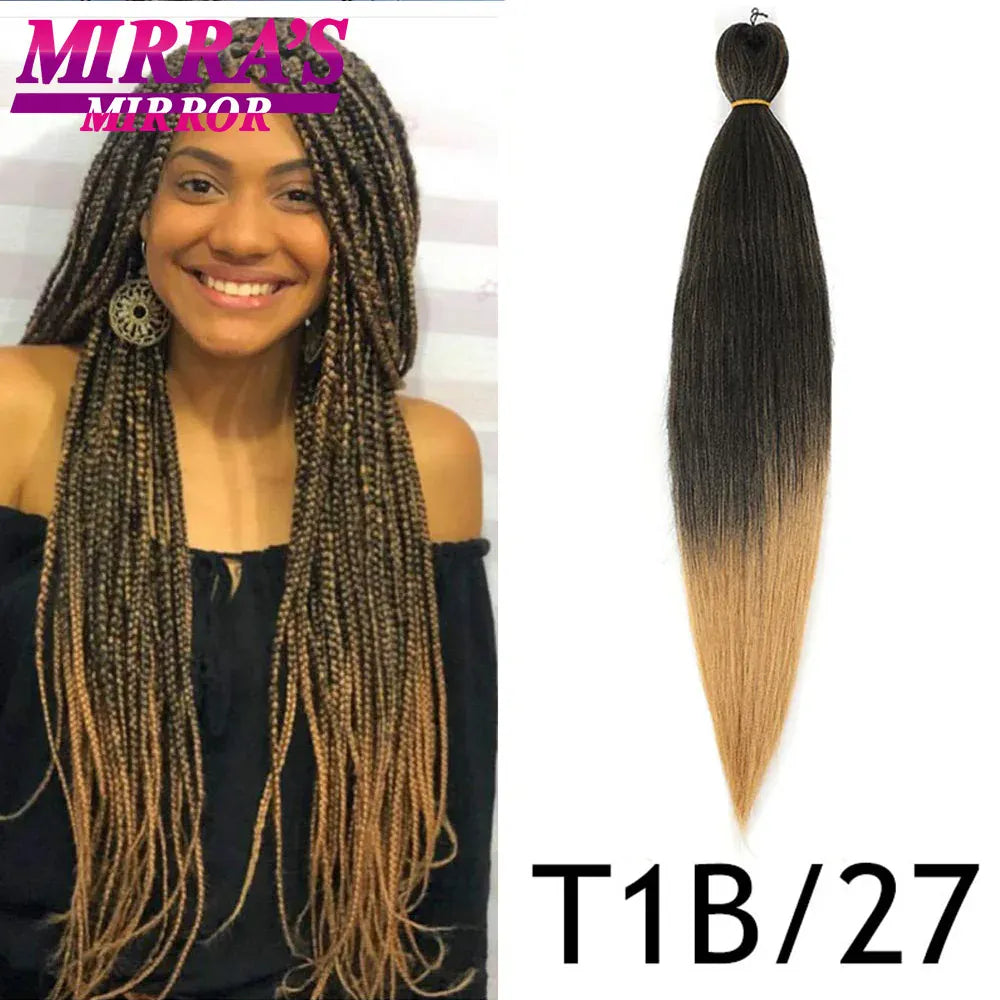 Pre Stretched Braiding Hair Ombre Jumbo Braids Hair Extensions YAKI Straight Synthetic Braid 1/3/6/8/10 Pcs Bulk Mirra's Mirror