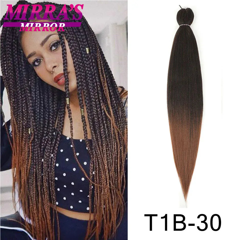 Pre Stretched Braiding Hair Ombre Jumbo Braids Hair Extensions YAKI Straight Synthetic Braid 1/3/6/8/10 Pcs Bulk Mirra's Mirror