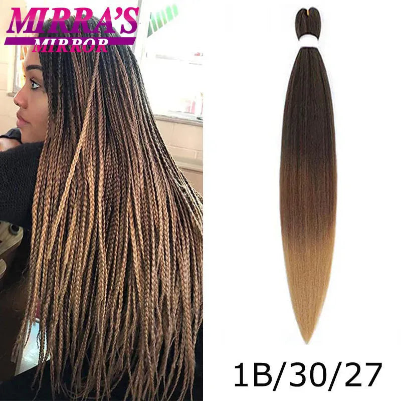 Pre Stretched Braiding Hair Ombre Jumbo Braids Hair Extensions YAKI Straight Synthetic Braid 1/3/6/8/10 Pcs Bulk Mirra's Mirror