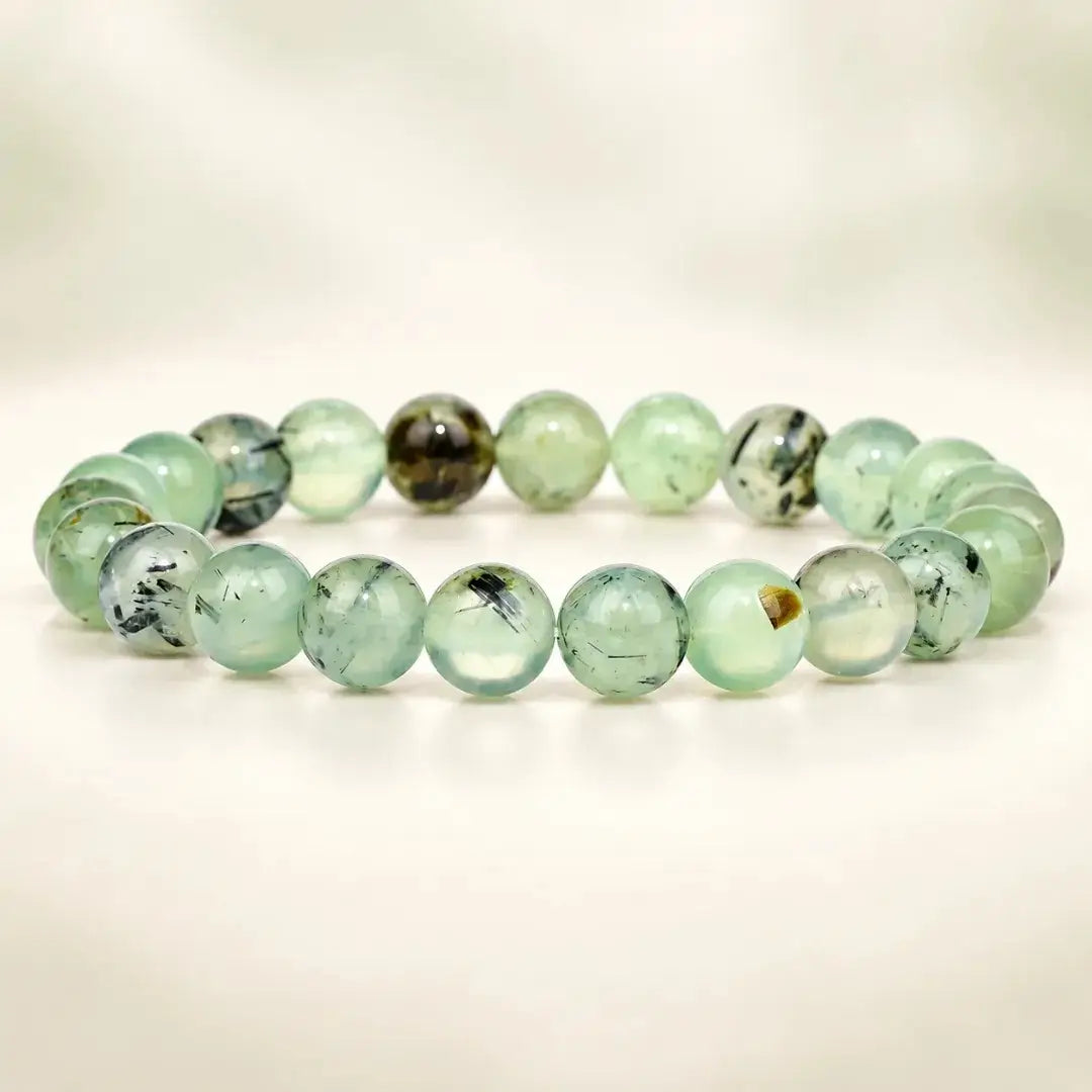 Prehnite Crystal Beaded Bracelet for Calm, Intuition and Emotional Balance