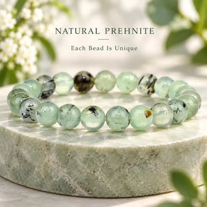 Prehnite Crystal Beaded Bracelet for Calm, Intuition and Emotional Balance