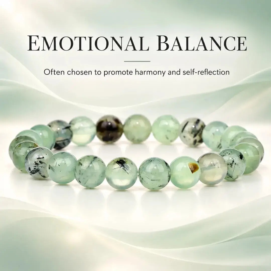 Prehnite Crystal Beaded Bracelet for Calm, Intuition and Emotional Balance