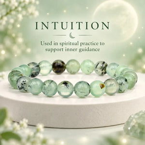 Prehnite Crystal Beaded Bracelet for Calm, Intuition and Emotional Balance