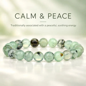 Prehnite Crystal Beaded Bracelet for Calm, Intuition and Emotional Balance