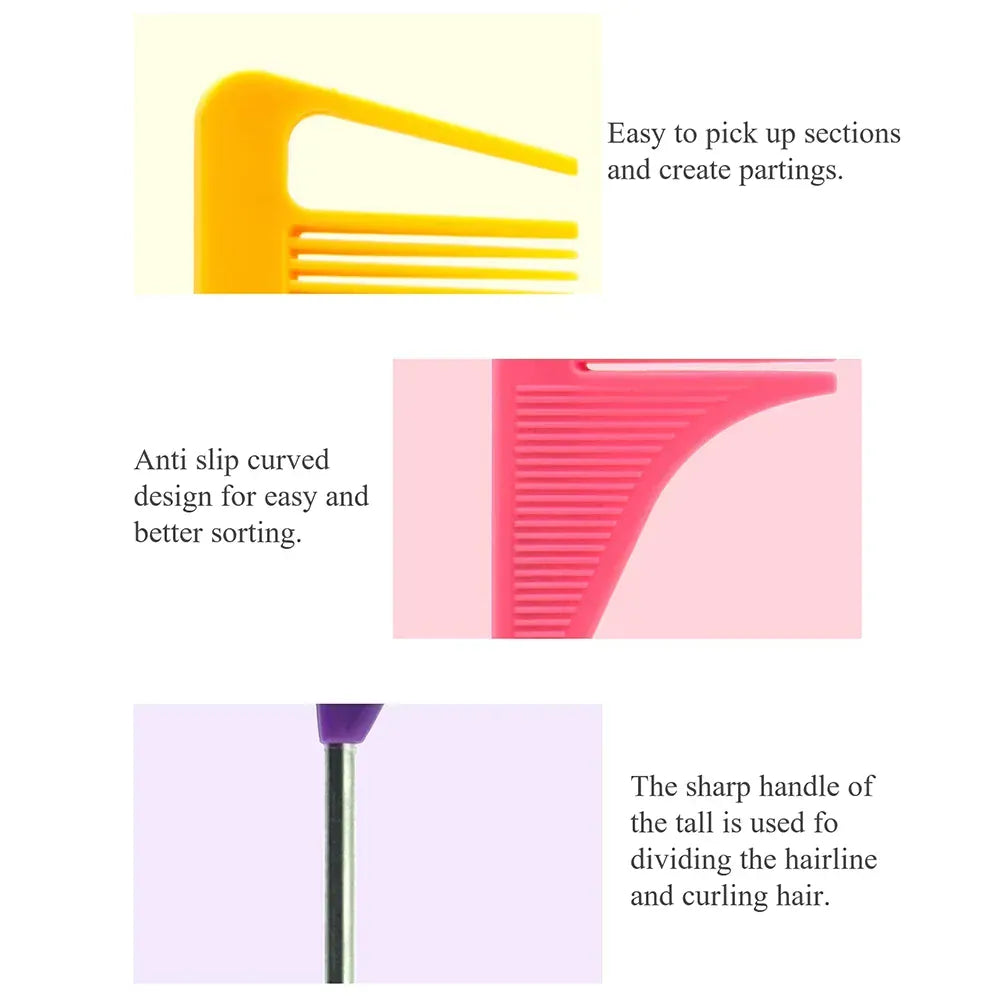 Pro Pointed Tail Salon Hairdressing Hair Styling Anti-static Comb Hair Brush Steel Needle Pin Rat Tail Combs Barber Accessories