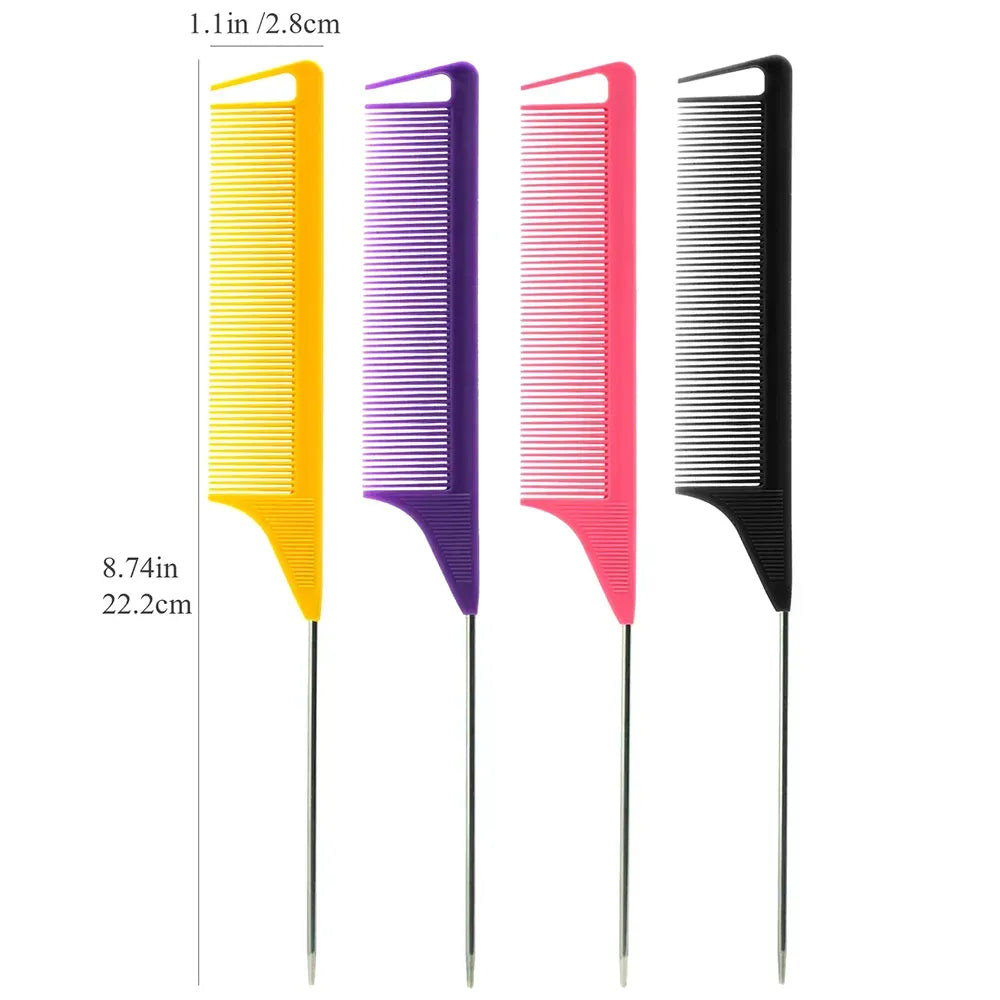 Pro Pointed Tail Salon Hairdressing Hair Styling Anti-static Comb Hair Brush Steel Needle Pin Rat Tail Combs Barber Accessories