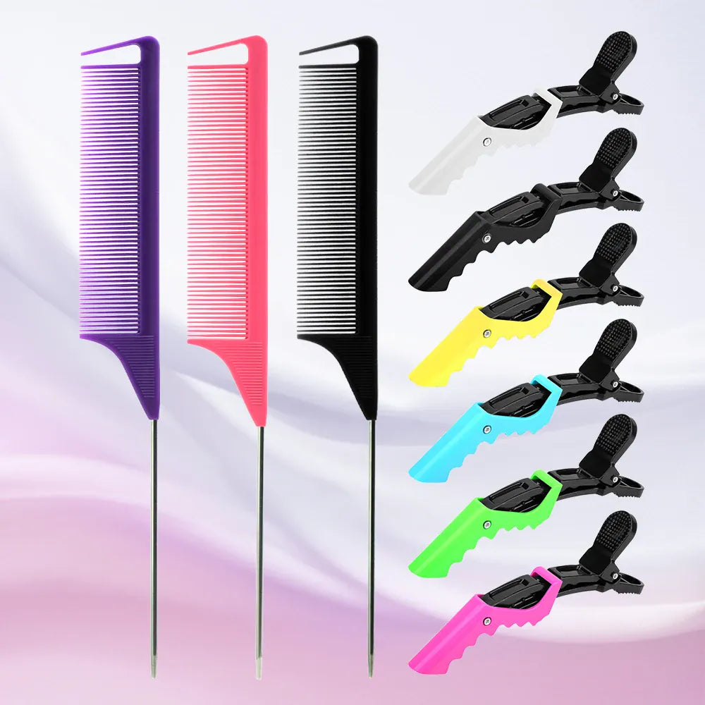 Pro Pointed Tail Salon Hairdressing Hair Styling Anti-static Comb Hair Brush Steel Needle Pin Rat Tail Combs Barber Accessories