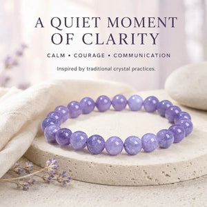 Purple Aquamarine Stone Bracelet, Gemstone Stretch Bead Bracelet for Women and Men