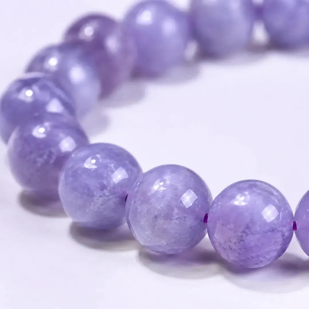 Purple Aquamarine Stone Bracelet, Gemstone Stretch Bead Bracelet for Women and Men