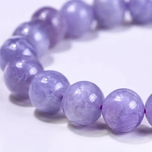 Purple Aquamarine Stone Bracelet, Gemstone Stretch Bead Bracelet for Women and Men