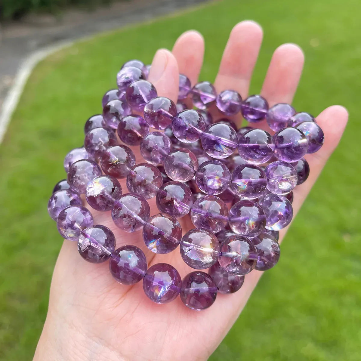 Purple Azeztulite Crystal Beaded Bracelet Natural Stone Gemstone Jewelry Crystal Bracelet Fashion Gift for Women Men Handmade