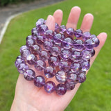 Purple Azeztulite Crystal Beaded Bracelet Natural Stone Gemstone Jewelry Crystal Bracelet Fashion Gift for Women Men Handmade