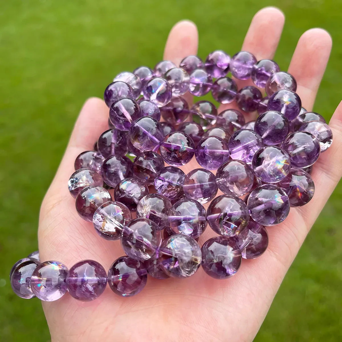 Purple Azeztulite Crystal Beaded Bracelet Natural Stone Gemstone Jewelry Crystal Bracelet Fashion Gift for Women Men Handmade