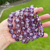 Purple Azeztulite Crystal Beaded Bracelet Natural Stone Gemstone Jewelry Crystal Bracelet Fashion Gift for Women Men Handmade