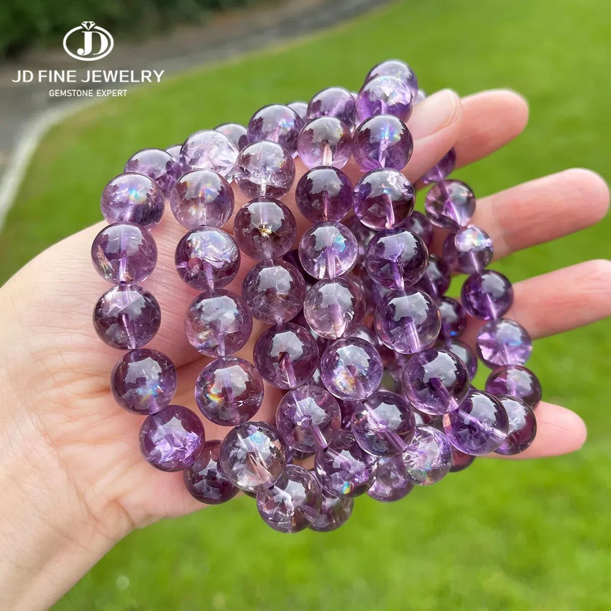 Purple Azeztulite Crystal Beaded Bracelet Natural Stone Gemstone Jewelry Crystal Bracelet Fashion Gift for Women Men Handmade